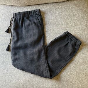 Madewell Linen-Blend Drawstring Joggers in Washed Black Size L